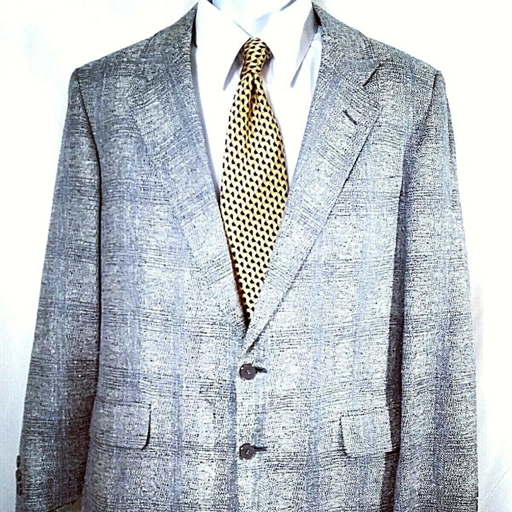 Lino Moda Mens Tweed Gray Blazer Sport Jacke